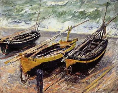 Barken von Étretat (Drei Fischerboote) Claude Monet
